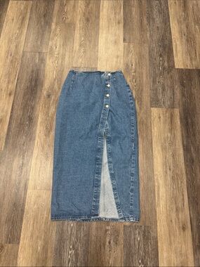 Zara Classic Blue Button-Front Denim Pencil Skirt